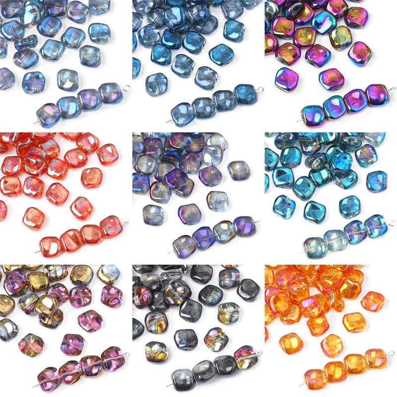 20PCS 12x11mm Corrugated AB Shiny Glass Beads For DIY Bracelet Accessory Earrings Jewelry Making Supplies Irregular Crystal Bead