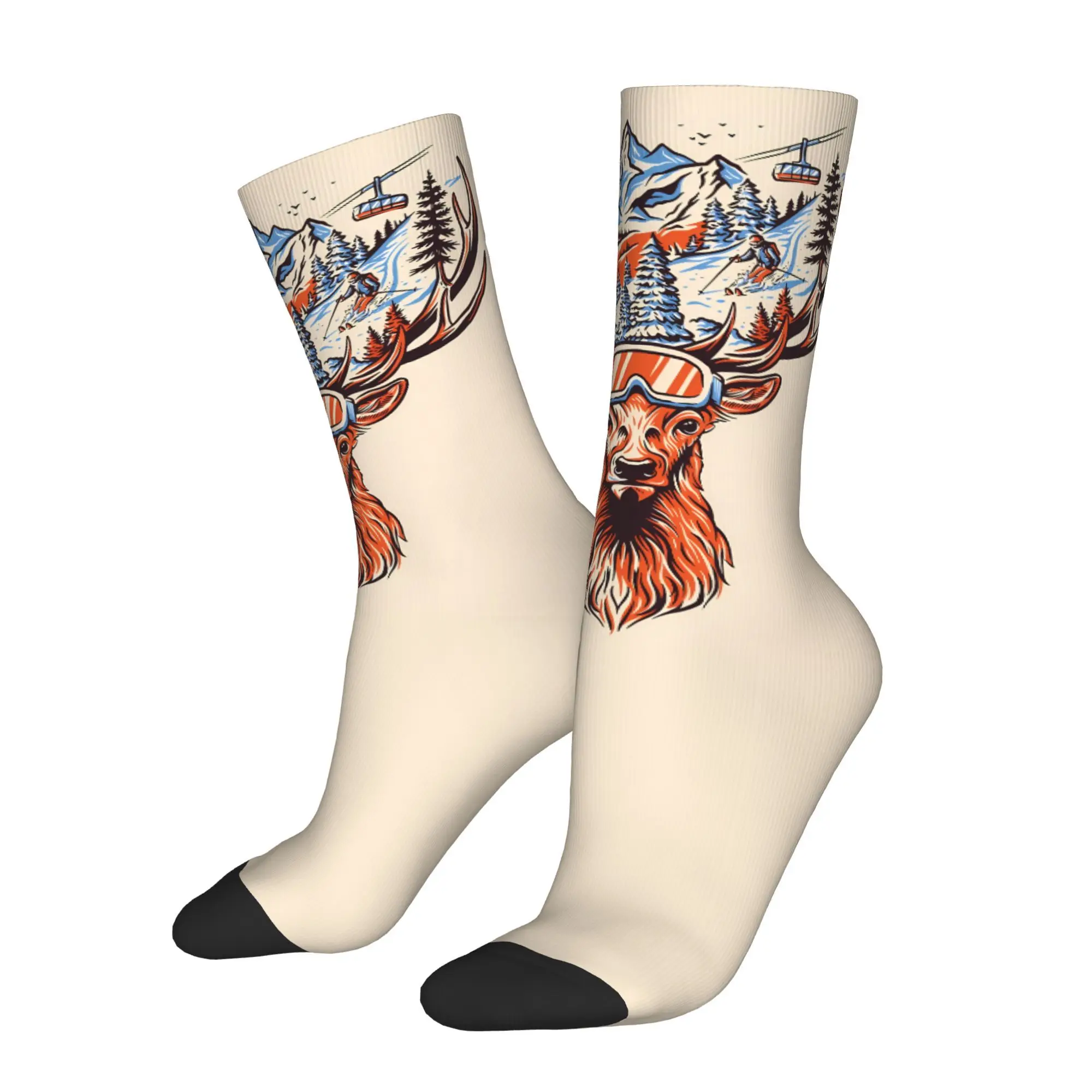 

Rendezvous Music Fest Skiing Reindeer Deer Sock Printed Man Polyester Fashion