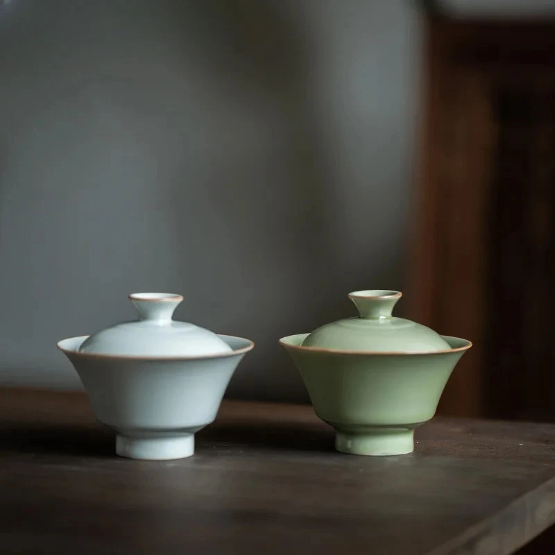 90ml Secret Colored Glazed Gaiwan Handmade Tea Tureen Tea Bowl With Lid Kit Tea Maker Cover Bowl Cafes Accessories Ornaments