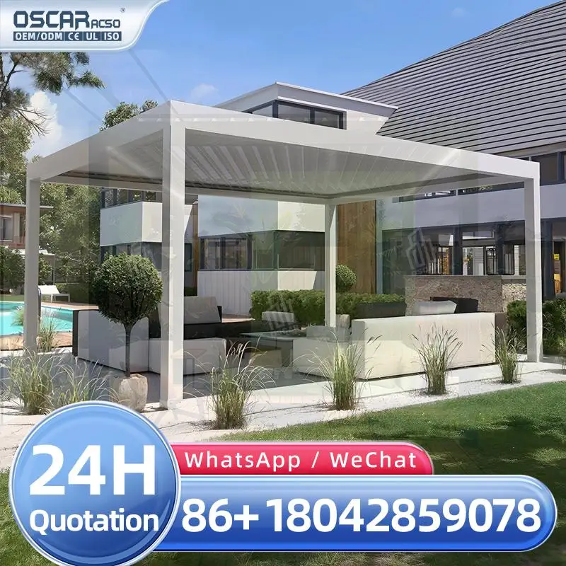 

Fully Automatic Retractable Louvered Roof Waterproof Pergola Modern Outdoor Four Seasons Setup for Backyard Patio Garden pergola