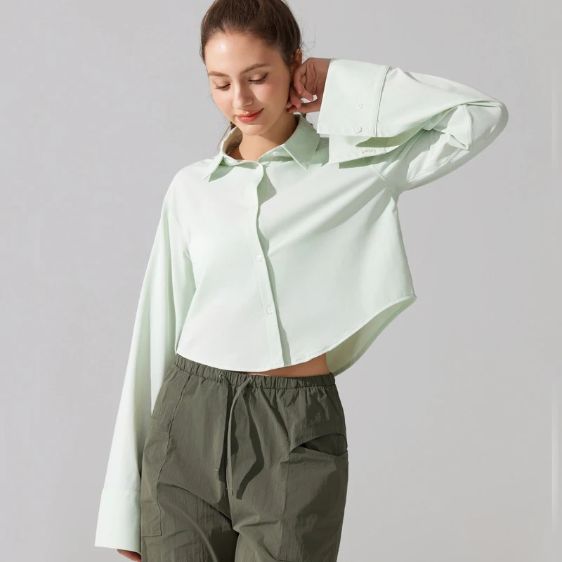 Long Sleeve Yoga Shirt Women Summer UPF50+ Sun Protection Outdoor Running Top Breathable Quick Dry Workout Blouse Sportswear
