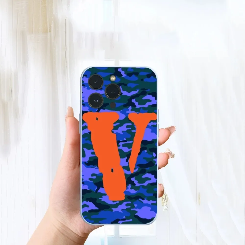 999 V-VLONE Sticker Phone Case For iPhone 14 13 12 11 Pro Max XS Max X XR 7 8 Plus Mini Blue TPU material