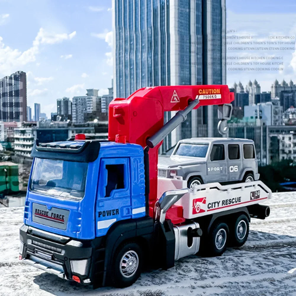 Modèle Miniature de jouets, véhicules de sauvetage à pression d'air, en métal moulé sous pression, son et lumière, véhicule d'ingénierie pour enfants, cadeaux