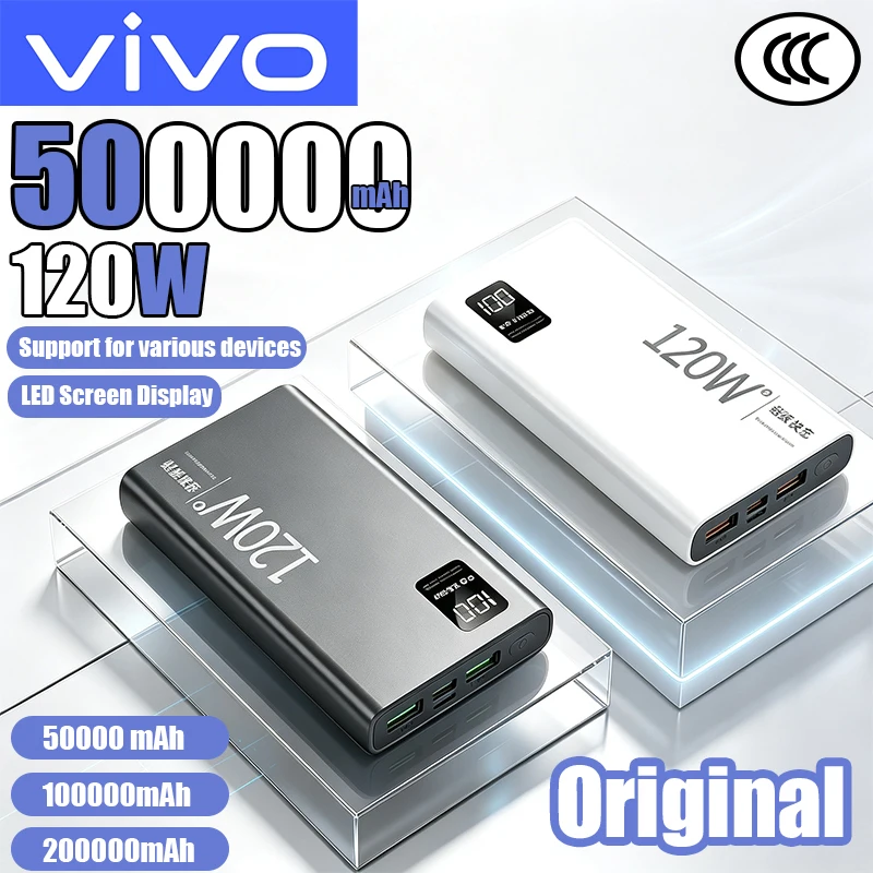For Xiaomi Original 500000mAh Powerbank External Spare Battery Portable Charger For iPhone Samsung Super Fast Charging PowerBank