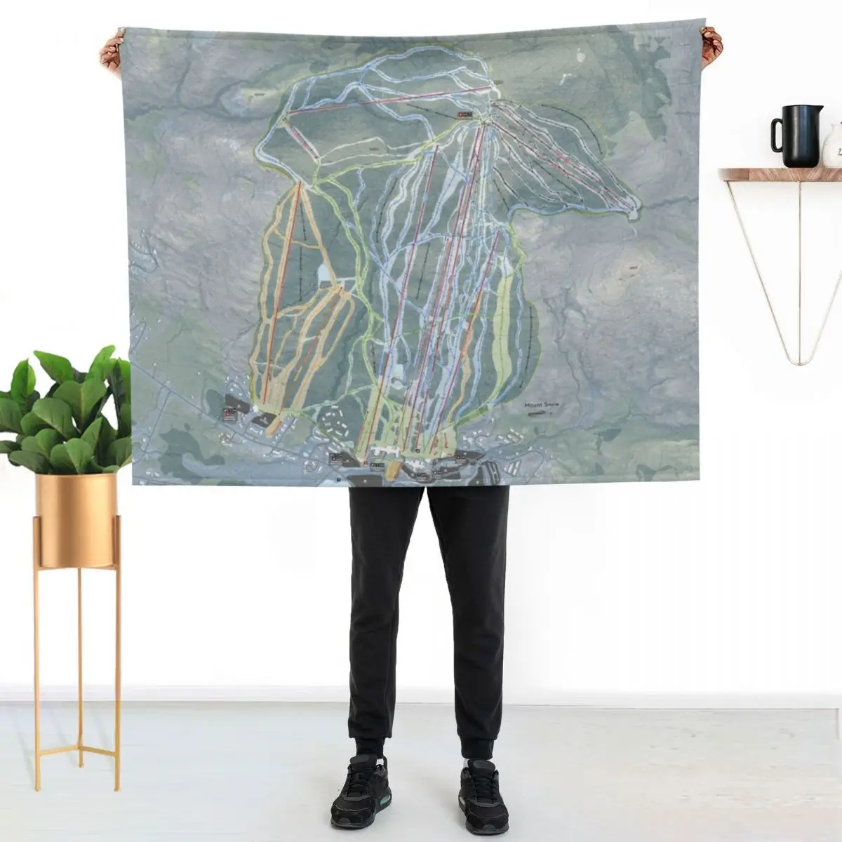 Mount Snow Resort Trail Map Throw Blanket Luxury Brand Beach Blankets For Sofas manga Decorative Beds Decoratives Blankets
