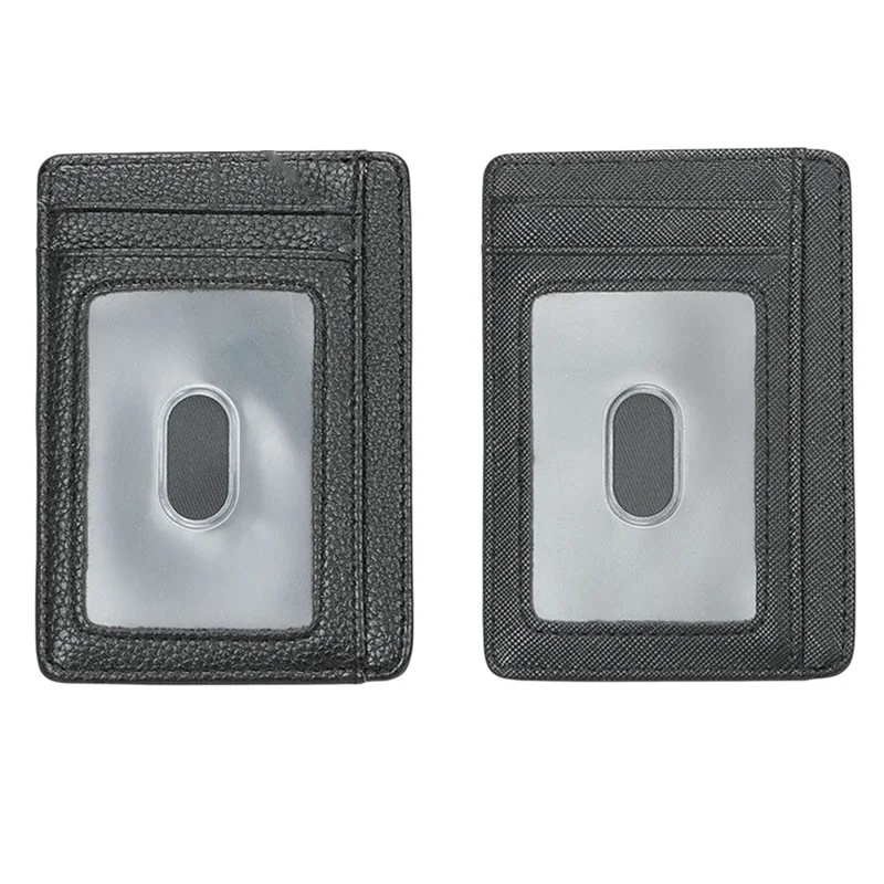 Mały portfel na karty kredytowe Rfid z prawdziwej skóry z uchwytem na etykiety powietrzne Zabezpieczenie przed kradzieżą Etui na karty kredytowe Airtag Badge Holder — zdjęcie 2