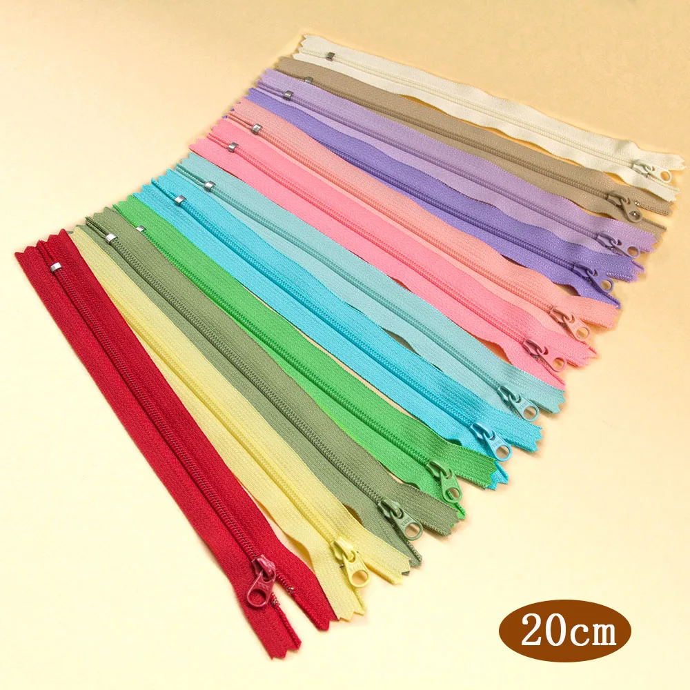

20CM YKK3 Nylon Color Zipper Pencil Bag Small Bag Handmade DIY Materials, Small Round Zipper Head