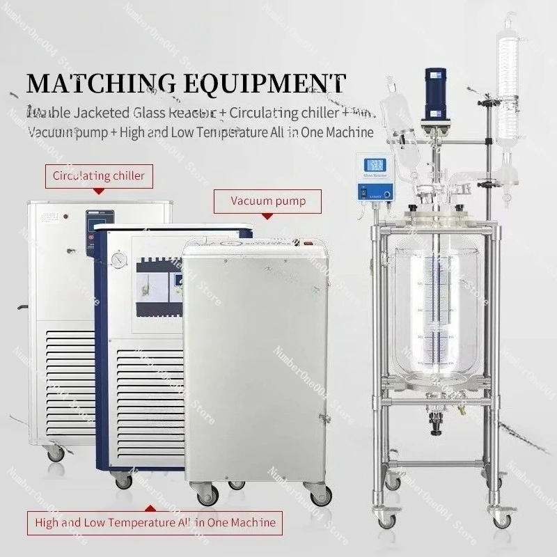 

Customizable digital display cylindrical jacketed glass batch reactor with reflux condenser