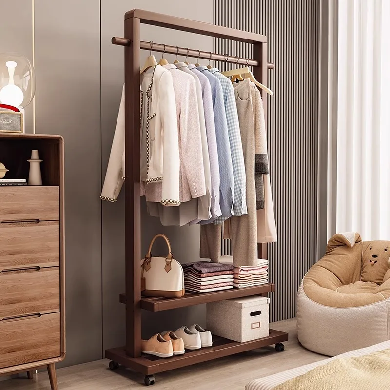 

Hanging hanger Solid wood floor-to-ceiling bedroom Coat rack Living room Simple modern new Chinese-style
