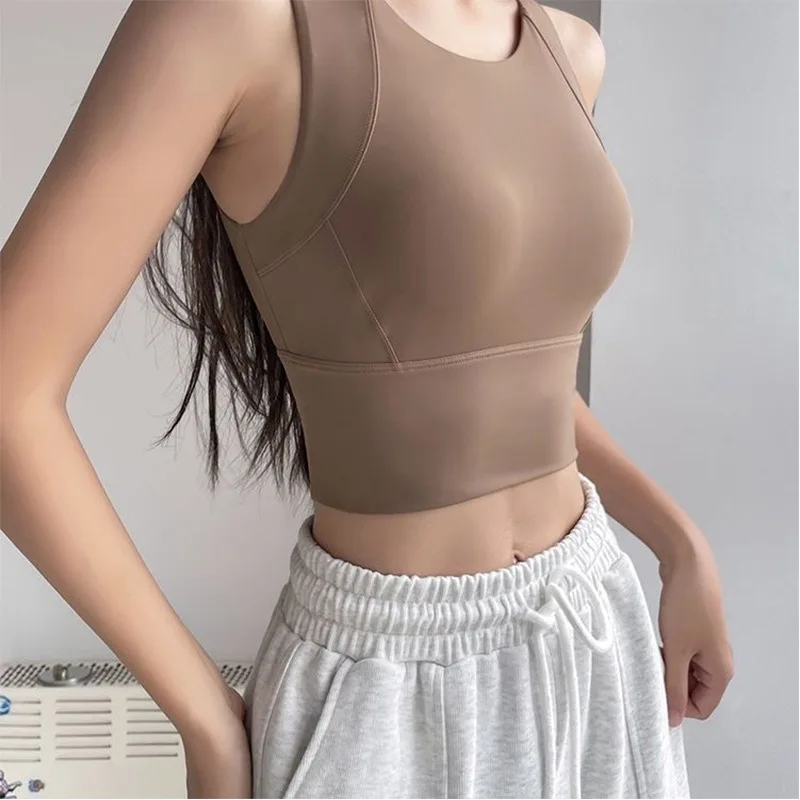 Women Smooth and Comfortable Yoga Crop Top Spring Summer New Sleeveless Sports Camis Woman Shock-Proof Professional Running Vest