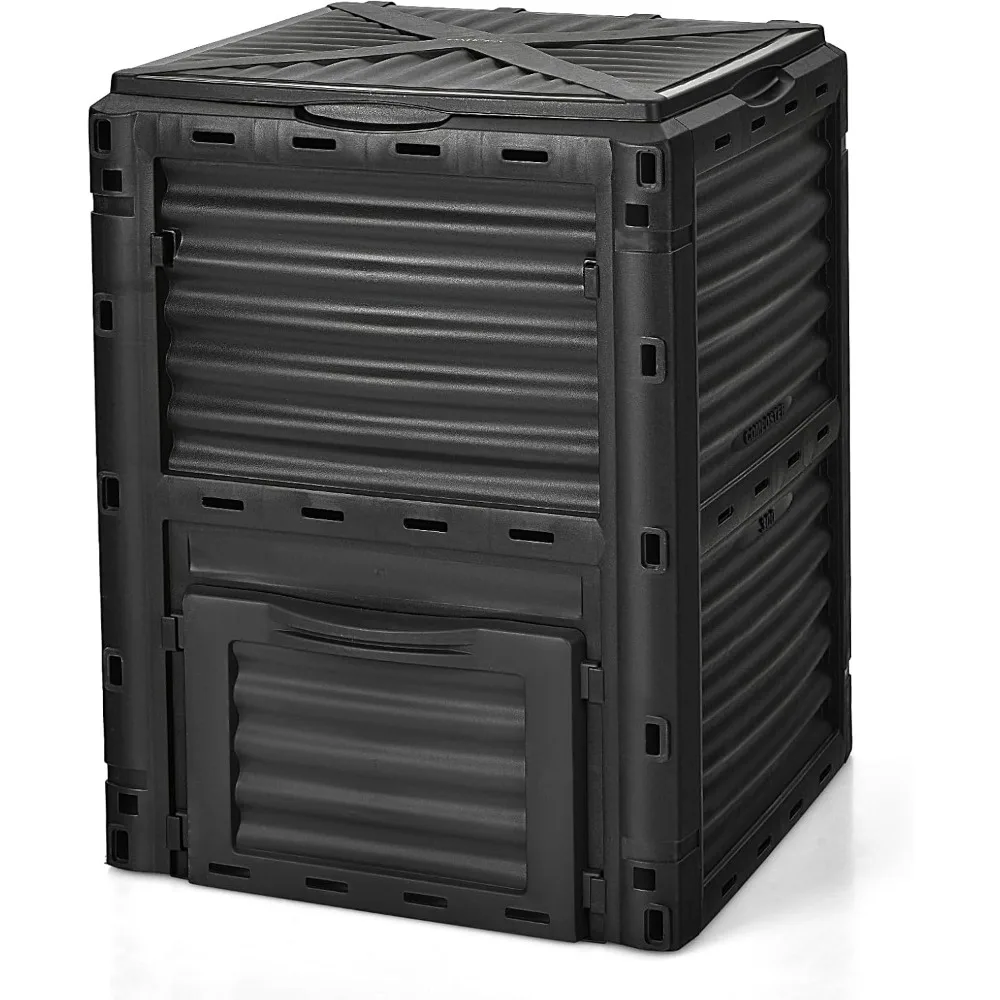 

Compost Bin Outdoor, 80 Gallon Garden Compost Bin with Top Lid & Bottom Door, Aerating Outdoor Compost Box Waste Container Barre