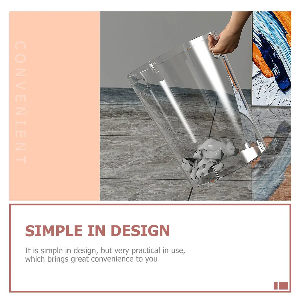 

Creative Trash Can Bucket Bin Storage Bins Clear Plastic Basket Garbage Rubbish Kitchen Round