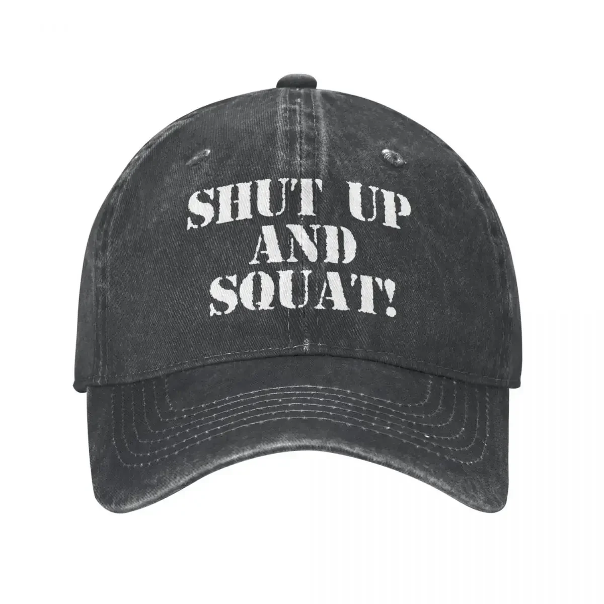 

Shut Up And Squat Baseball Cap Classic Distressed Washed Gym Fit Fitness Bodybuilding Snapback Hat Outdoor Summer Caps Hat