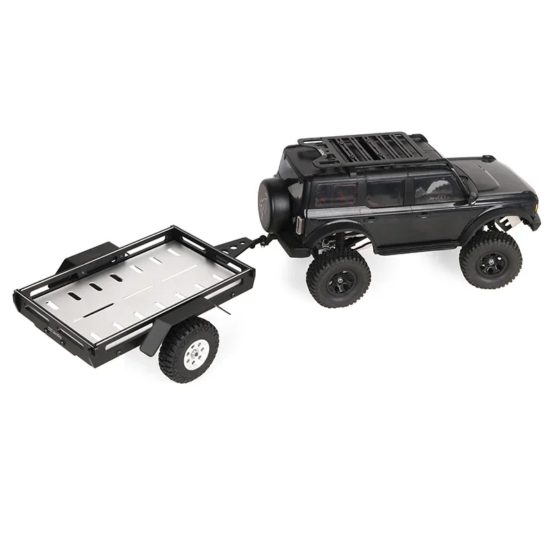 Simulation Black Aluminum Alloy Small Trailer for 1/18 RC Crawler TRX4-M Chevrolet K10 Defender Bronco Upgrade Parts