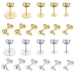 Lote de 20 unidades de pendientes chapados en plata 925, pasadores de poste en blanco, pasador Base con tapón para pendientes, accesorios para fabricación de joyas DIY
