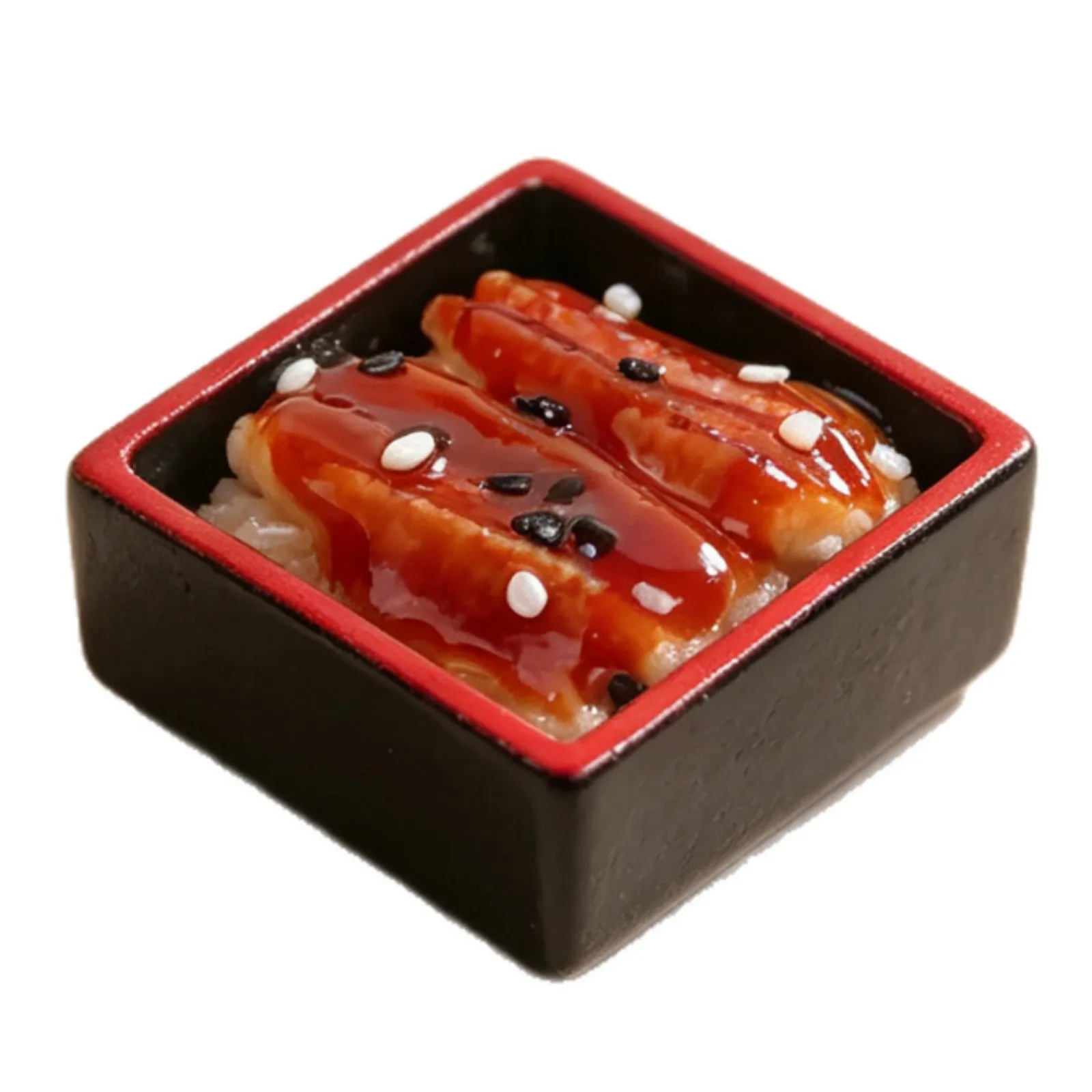Mini Eel Rice Bowl Model Japanese Food Seafood Rice Box Miniature Decoration DIY Resin Craft Ornament Miniature Scene Display