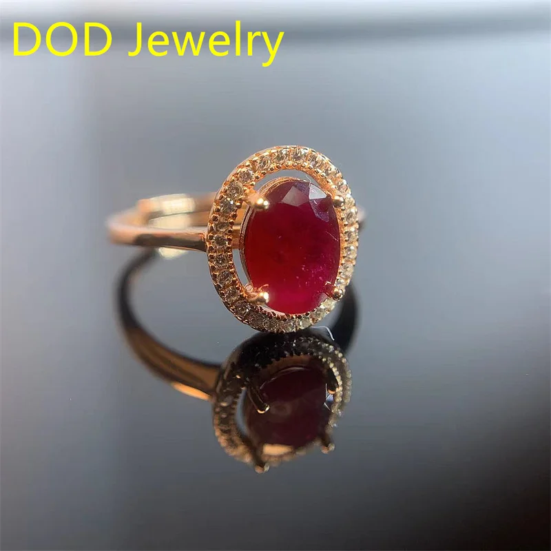 

Natural Ruby Ring Large Grain Pigeon Blood Red Luxury Fashion Ladies Jewelry S925 Sterling Silver Plated 18K Gold Engagement