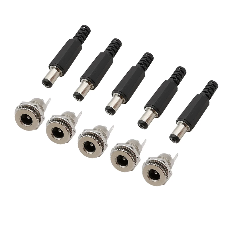 5คู่ DC-099 5.5x2.1มม. ขั้วต่อแผงหัวแจ็คตัวเมีย DC ขนาด5.5มม. x 2.1มม. ปลั๊กตัวผู้ชนิดขั้วต่อชนิดบัดกรี