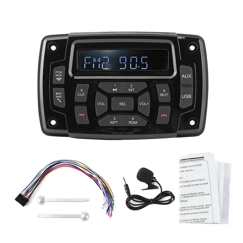 Marine Bluetooth Receiver, MP3 Player, 12V FM AM Receiver Stereo Receiver For Marine Boat Marine Stereo