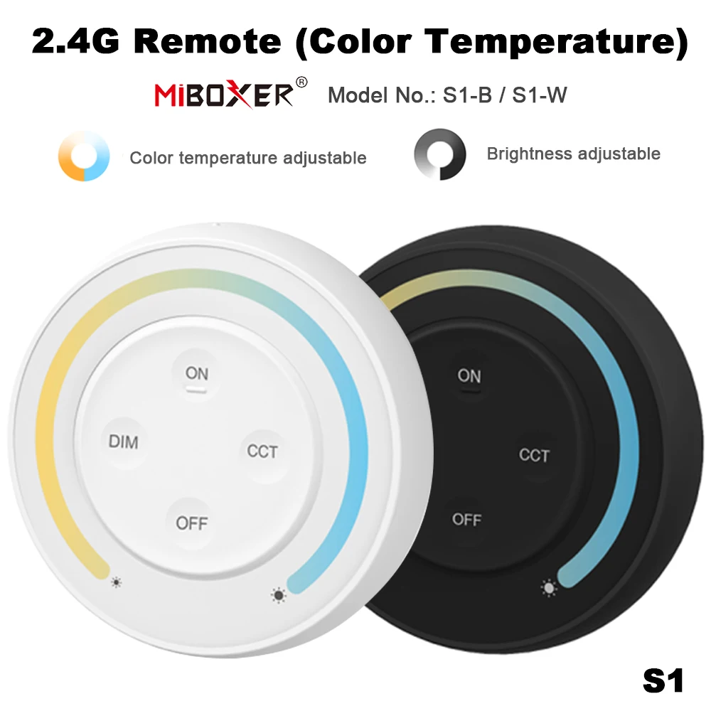 Miboxer S1-B S1-W 2.4GHZ Sunrise Remote Rainbow Remote do temperatury barwowej CCT Podwójny biały kontroler/sterownik LED światła