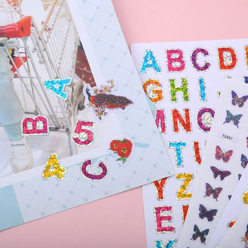 

10 Sheets Stickers Cartoon English Alphabet Letters Number Stickers Educational For student Aesthetic Stickers