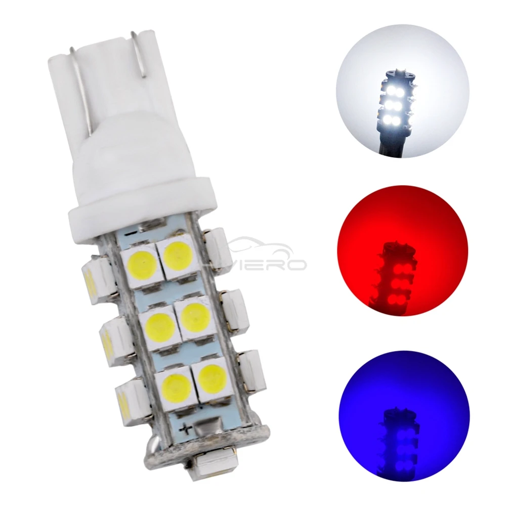 1/2/10X bombillas Led para coche linterna trasera lámpara estroboscópica T10 3528 25smd blanco rojo azul 194 168 DC 12V bombilla de luces interiores antiniebla impermeable