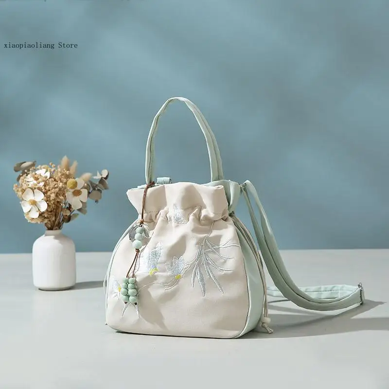 Han Element Bag Hanfu Chinese Style Embroidery Artistic Tassel Ancient Style Large Capacity Casual Versatile Cheongsam Bag