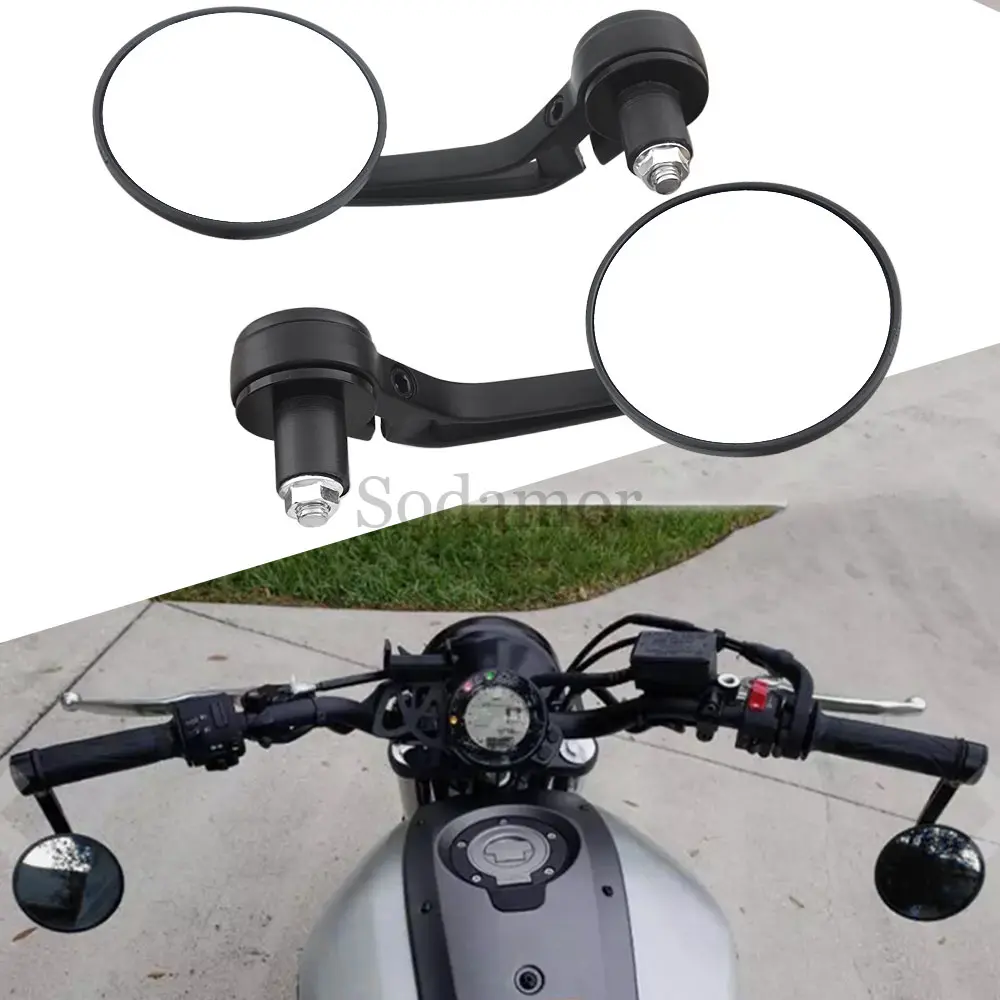

2pcs Motorcycle Circular White Lenses Handlebar Rearview Mirrors For Honda Yamaha Kawasaki Ducati Suzuki Aprilia BMW Cafe Racer