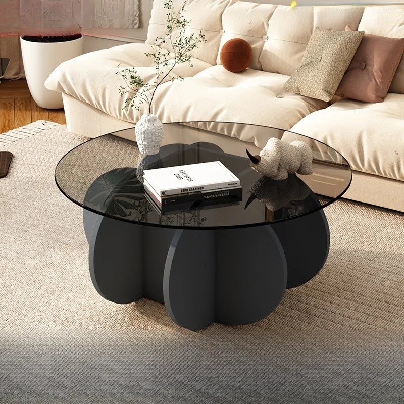 //Modern High-End Tempered Glass Coffee Table With Decorative Feature For Living Room Apartment Hotel Motel