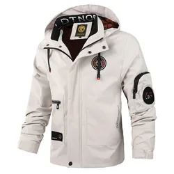 Men Lightweight Jackets Multi-Pockets Mesh Lined Outdoor Men Tactical Windproof Waterproof Jacket Mens Hooded Bomber Coats