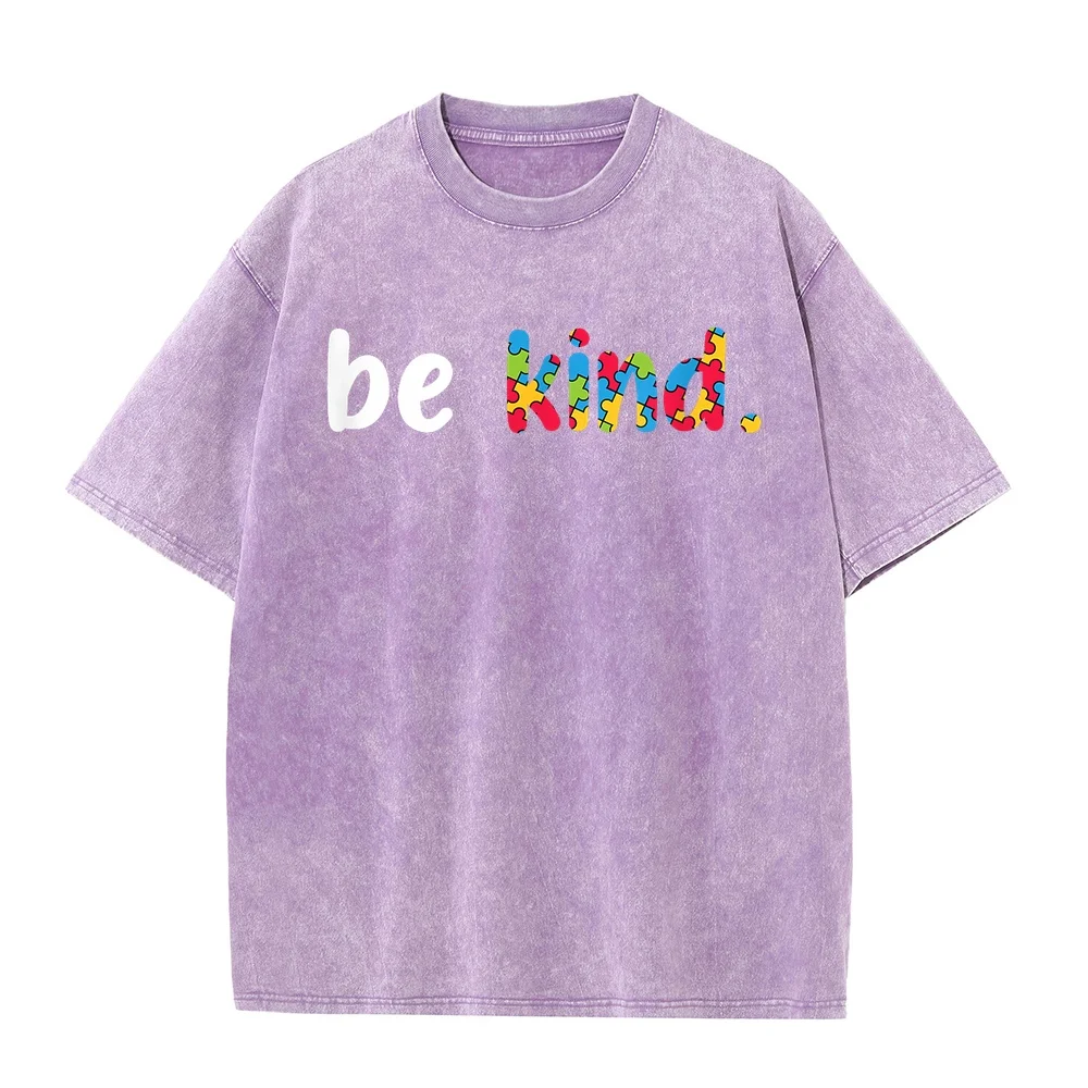 Autism Awareness Be Kind Colorful Puzzle Pieces T-Shirt Small Kitty Luxury Designer Clothes מותגים Cotton T Shirt Graphic Tee
