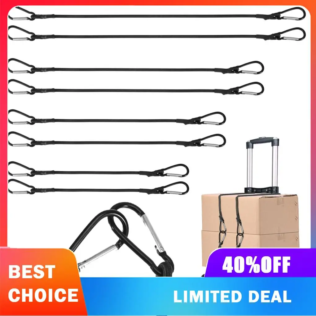 8x Black Hooks Strap Durable And Robust Cords High Product Elastic Bungee Cords User-friendly Easy Installation