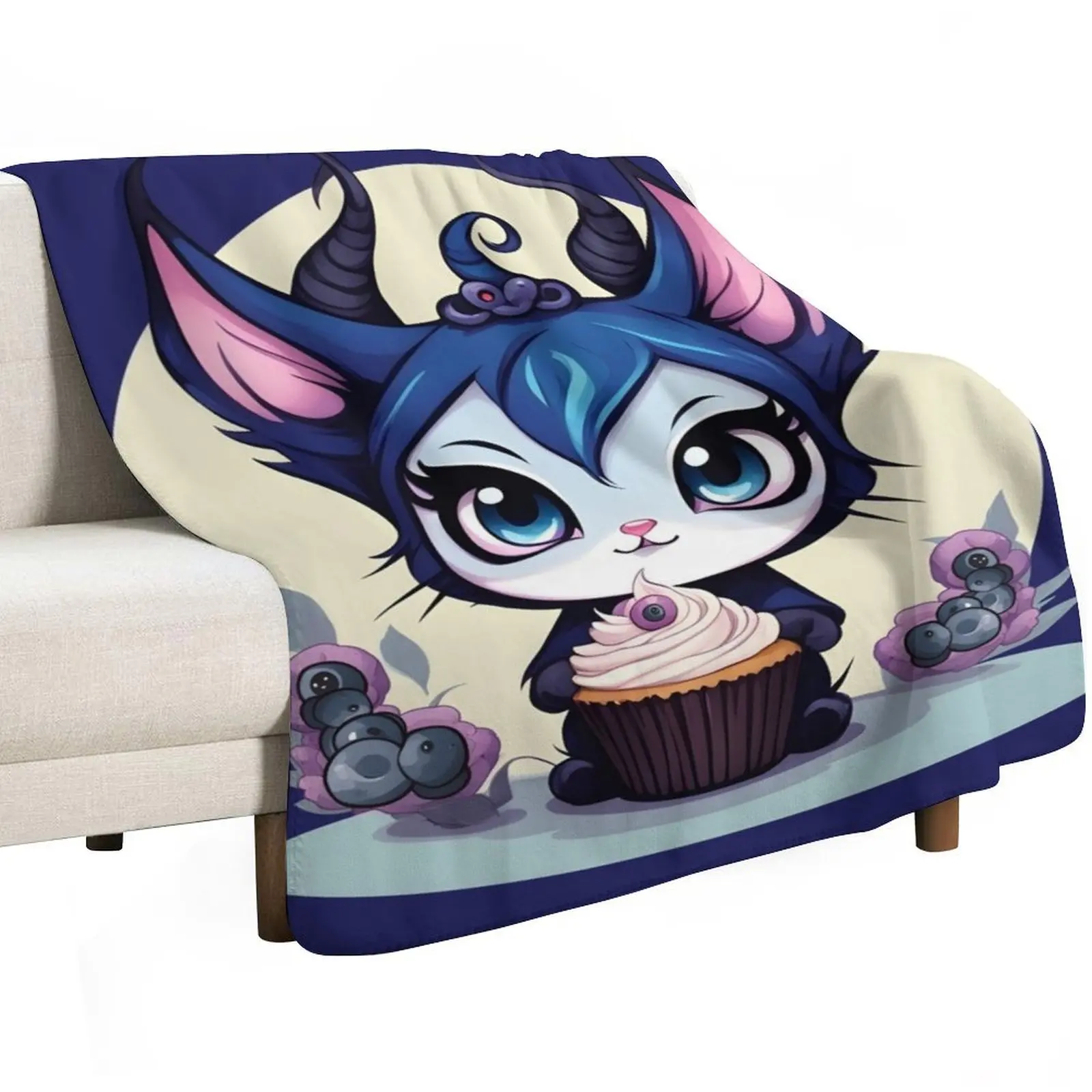Blueberry M Cat Throw Blanket Warm Sofas funny gift manga Beautifuls Bed covers Blankets