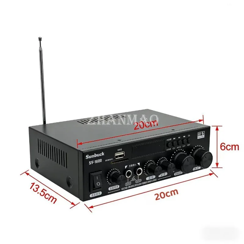 Imported Chip High-power 6.0 Bluetooth Amplifier Receiver USB Drive Microphone Singing Lossless Sound Quality 12v Universal 220V