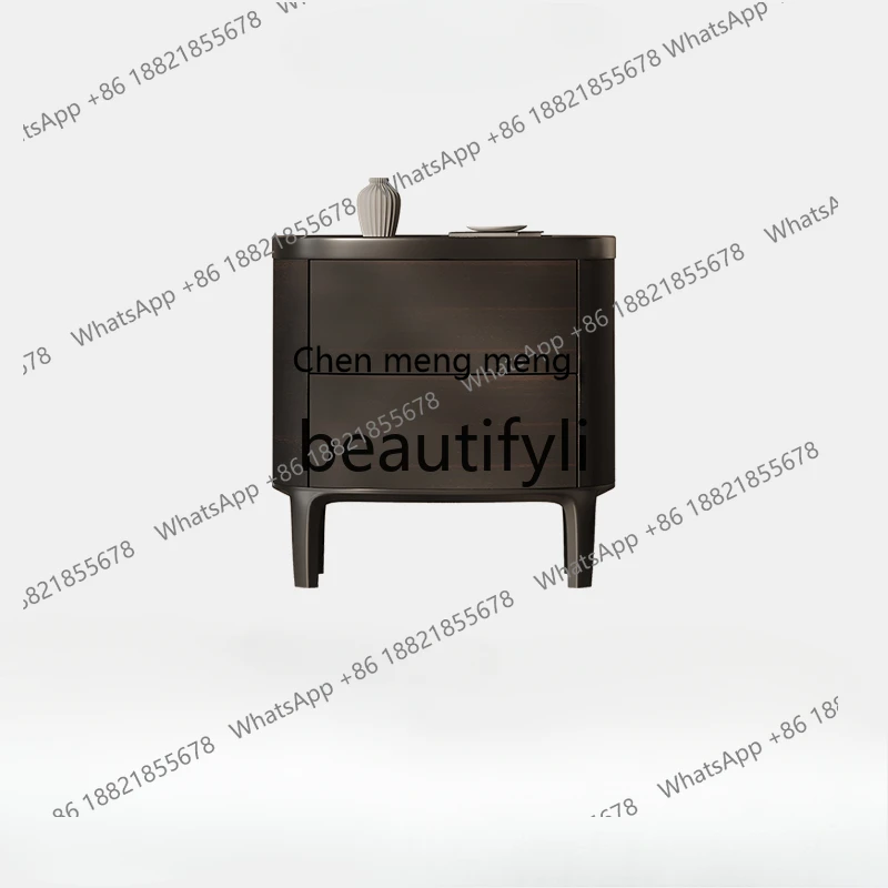 

Minimalist Bedside Table Master Bedroom Household Smoked Wood Side Cabinet H