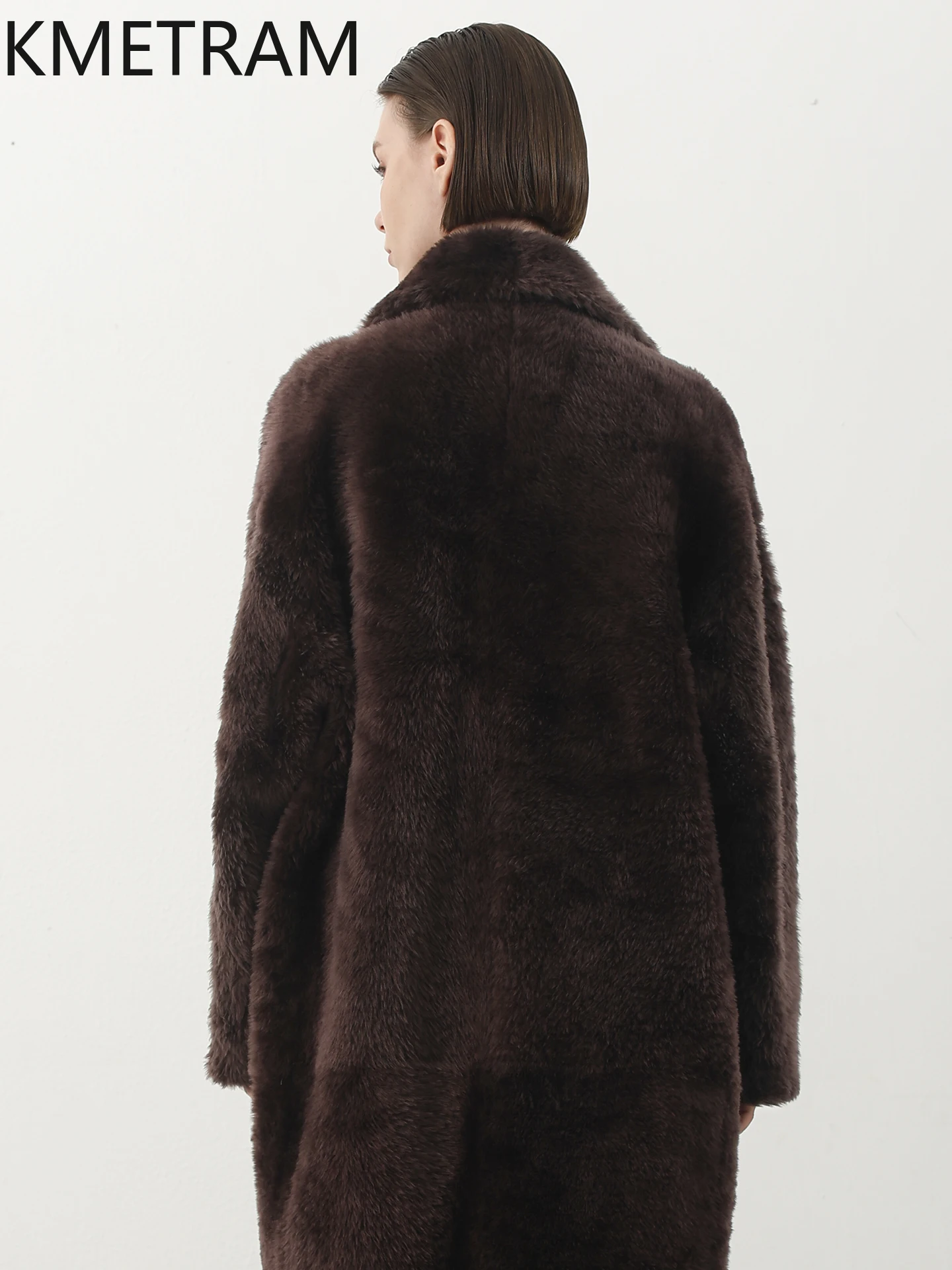KMETRAM 100% جلد الغنم لاكون طبيعي مع معطف فرو مرفق من الصوف ملابس خارجية طويلة جديدة 2025 سترة شتوية نسائية #5