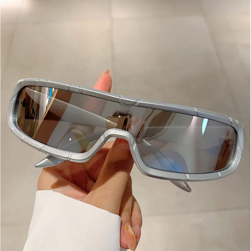 

Y2K Luxury Brand Designer Rectangle Sunglasses Women For Men One Piece Trend Sun Glasses Vintage Punk Mirror Shades Sport Goggle