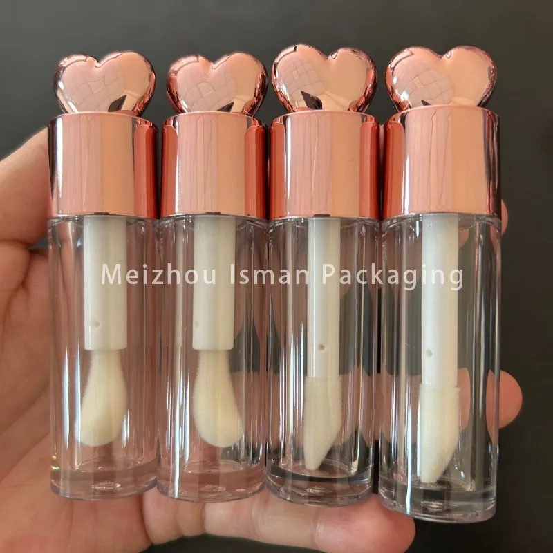 

50Pcs Empty Rose Gold Heart Shape Lipgloss Tube Plastic Foundation concealer packaging Cosmetic makeup stick container 7ml