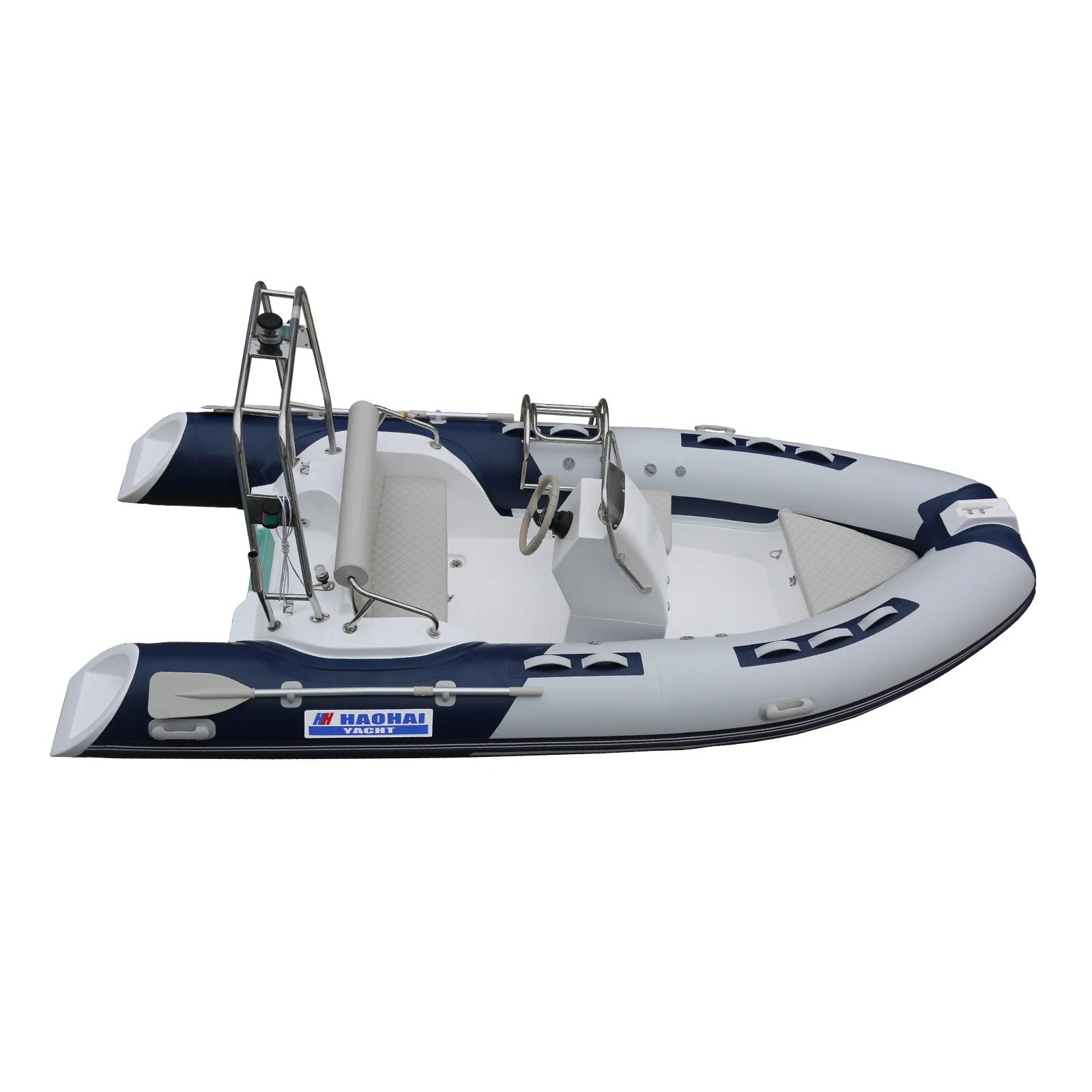 14.1FT 4.3m Front Cabin Fiberglass Inflatable Fishing Rib Boat Fast Speed Inflatable Boats With Outboard Engine