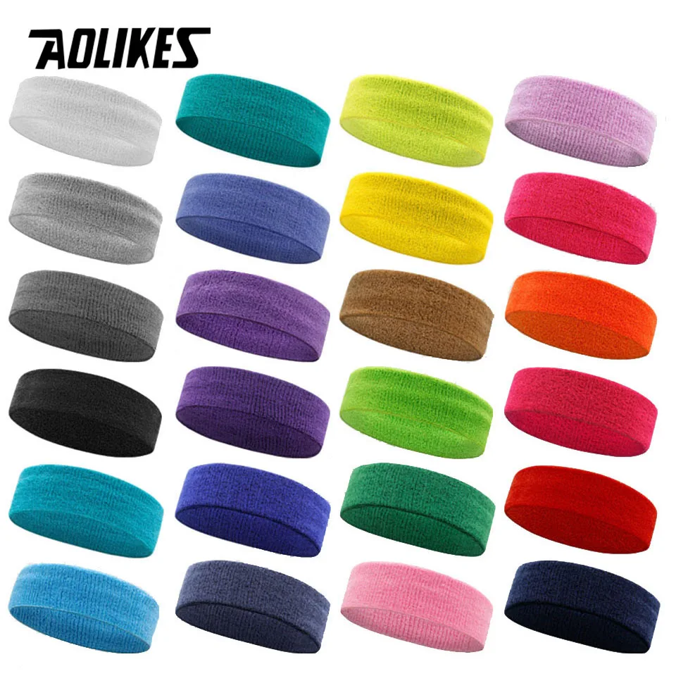 AOLIKES Sports Headband Sweatband Stretch Elastic Outdoor Sport Sweat Headband Wristband Women Gym Running Tennis Headwrap