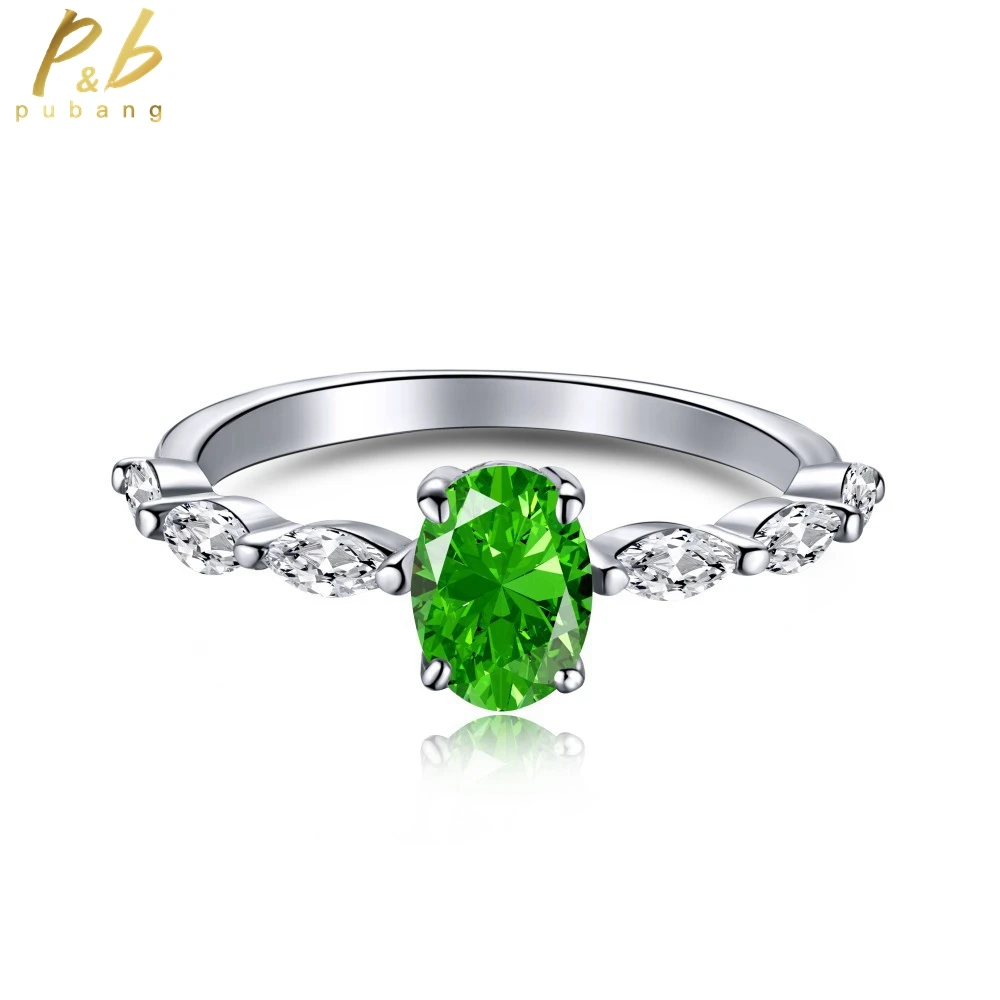 

PuBang for Women Gift VVS Oval Gem Created Moissanite Fine Jewelry Real 925 Sterling Silver Sparkling Wedding Ring Drop Shipping