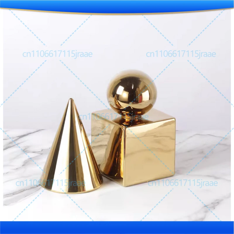 Minimalism Geometry Cube Round Statue Artwork Ornaments Desk Decoration Cube Sculpture Ceramic Crafts Room Aesthetic Decor