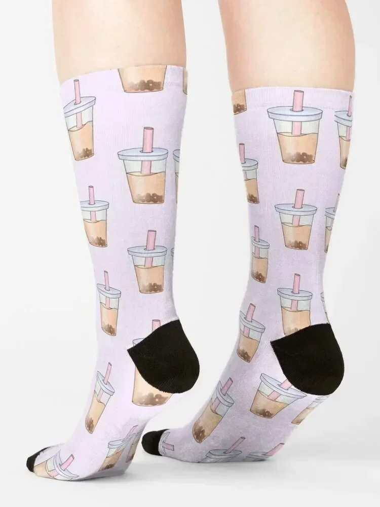 Bubble tea pattern cute and aesthetic Socks funny gifts Hiking boots hiking Antiskid soccer Socks Female Men's