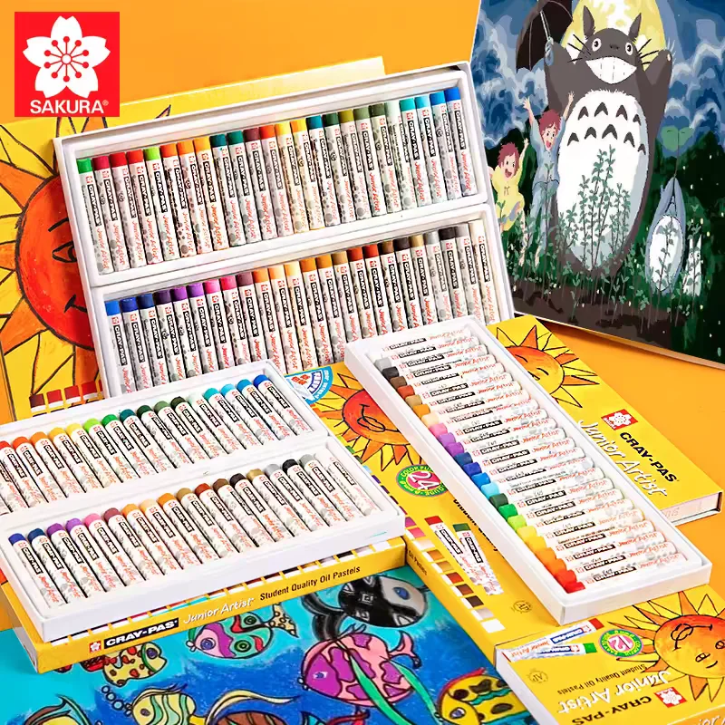 Imagem -02 - Sakura Oil Pastel Pintura Crayons Grupo Segurança das Crianças Desenho Lavável Crayons Coloridos Papelaria 12 Cores 16 Cores 25 Cores 36 Cores 50 Cores