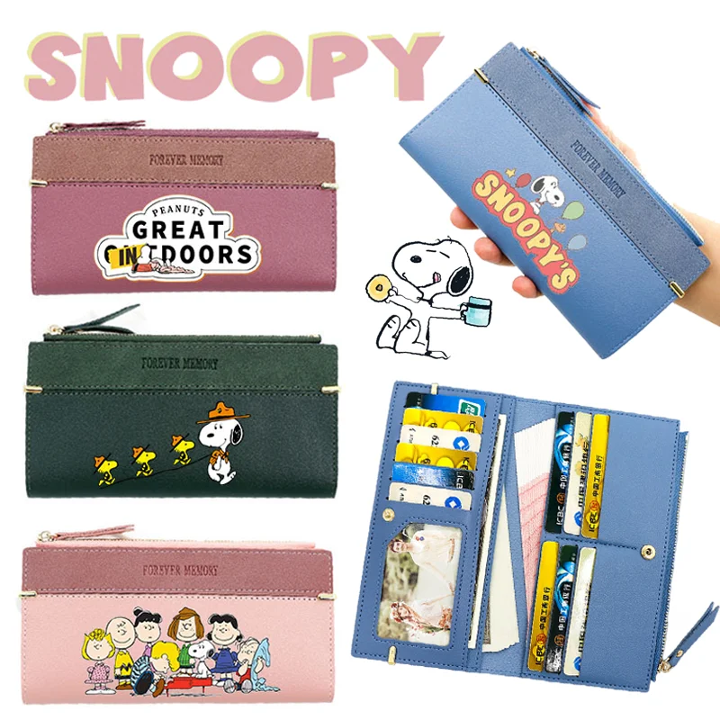 Kawaii Snoopy Wallets Fashion Women Long Purses Handbags Coin Purse Cards Holder PU Leather Billfold Wallet Storage Bag Gifts