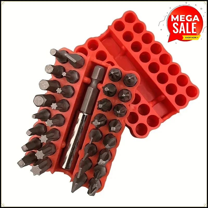 

2026 New 33 Piece Solid Screwdriver Head Set, Smooth and High Hardness Electric Drill Bit, Special Shaped Screwdriver Head