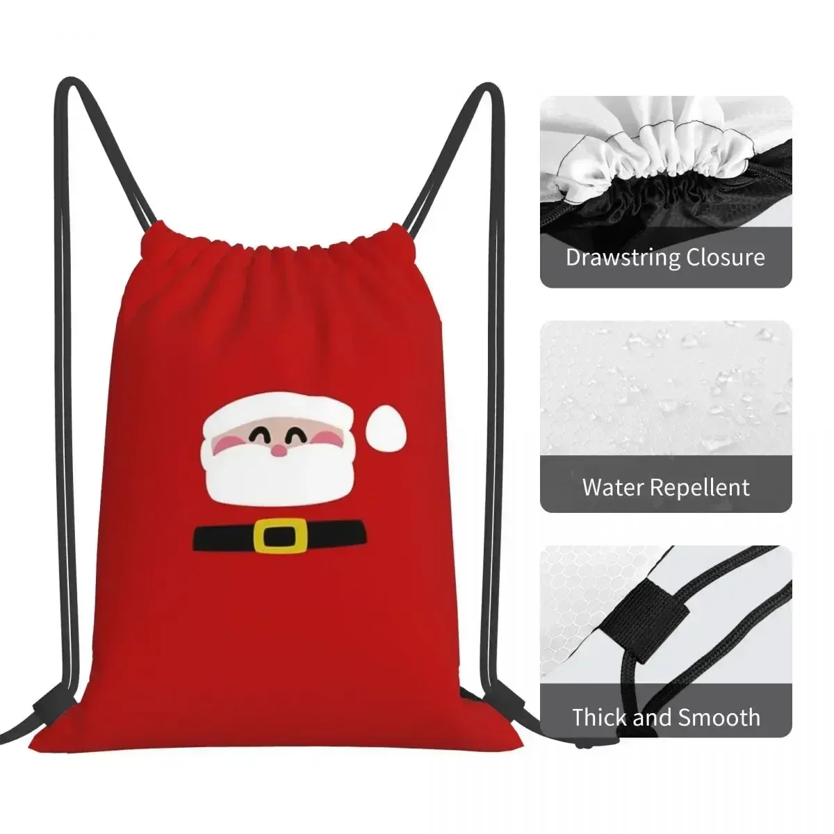 Merry Christmas Santa Claus Backpacks Portable Drawstring Bags Drawstring Bundle Sundries Bag Book Bags For Man Woman School