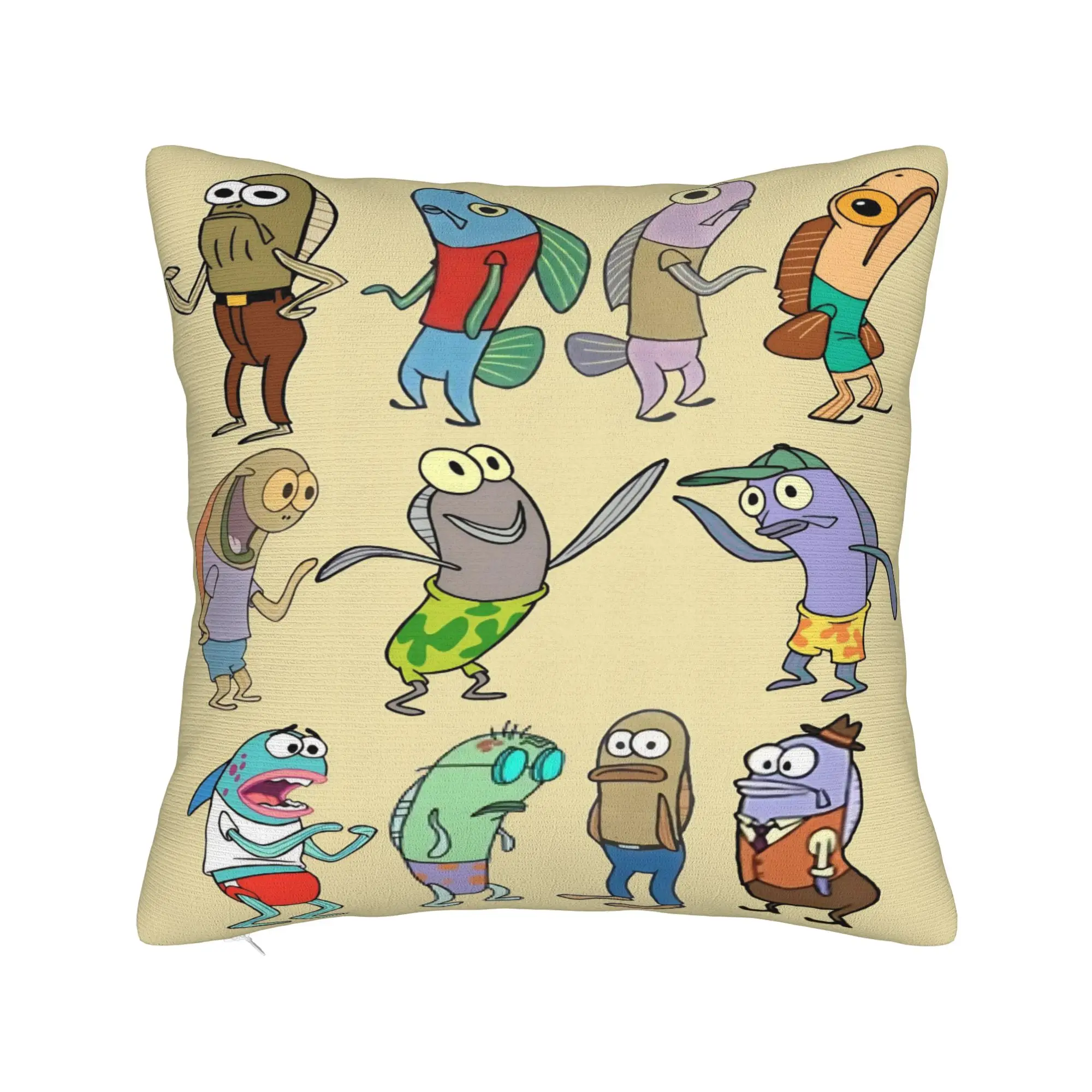 Bikinis Bottom Buddies Funny Fish Square Pillow Covers Polyester Home Cushion Cover Cute Home Decoration Throw Pillow Case 45*45