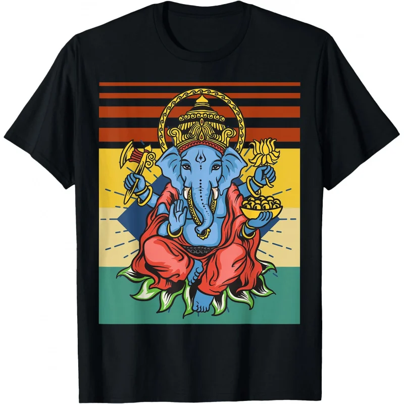 

0413 Elephant Om Yoga Ganesha Indian God Ganesh Gift T-Shirt Hindu Mythology print Short Sleeve Graphic clothes All size tops