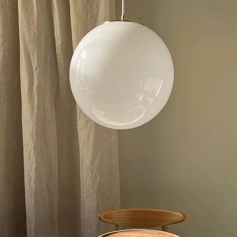 

Cream Landscape Glass Bubble Chandelier Restaurant Light Bar Lamp Milk White Lamp Moon Pendant Light